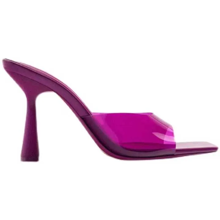صنادل نسائية بكعب شفاف - Women's transparent heel sandals