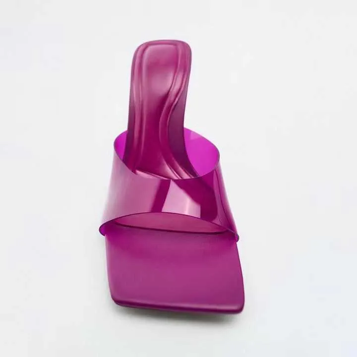 صنادل نسائية بكعب شفاف - Women's transparent heel sandals