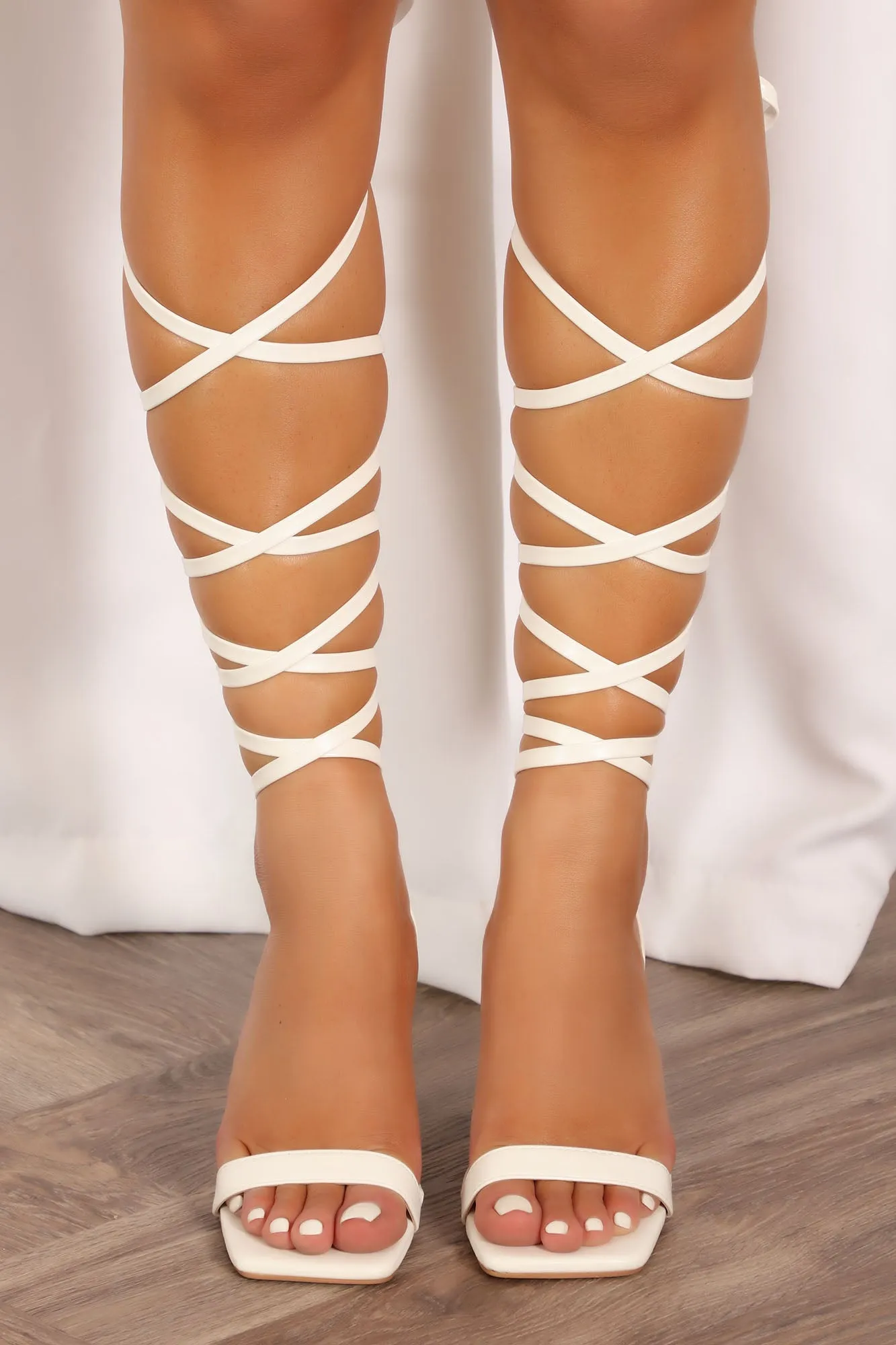 Alone Again Wrap Up Heels - White