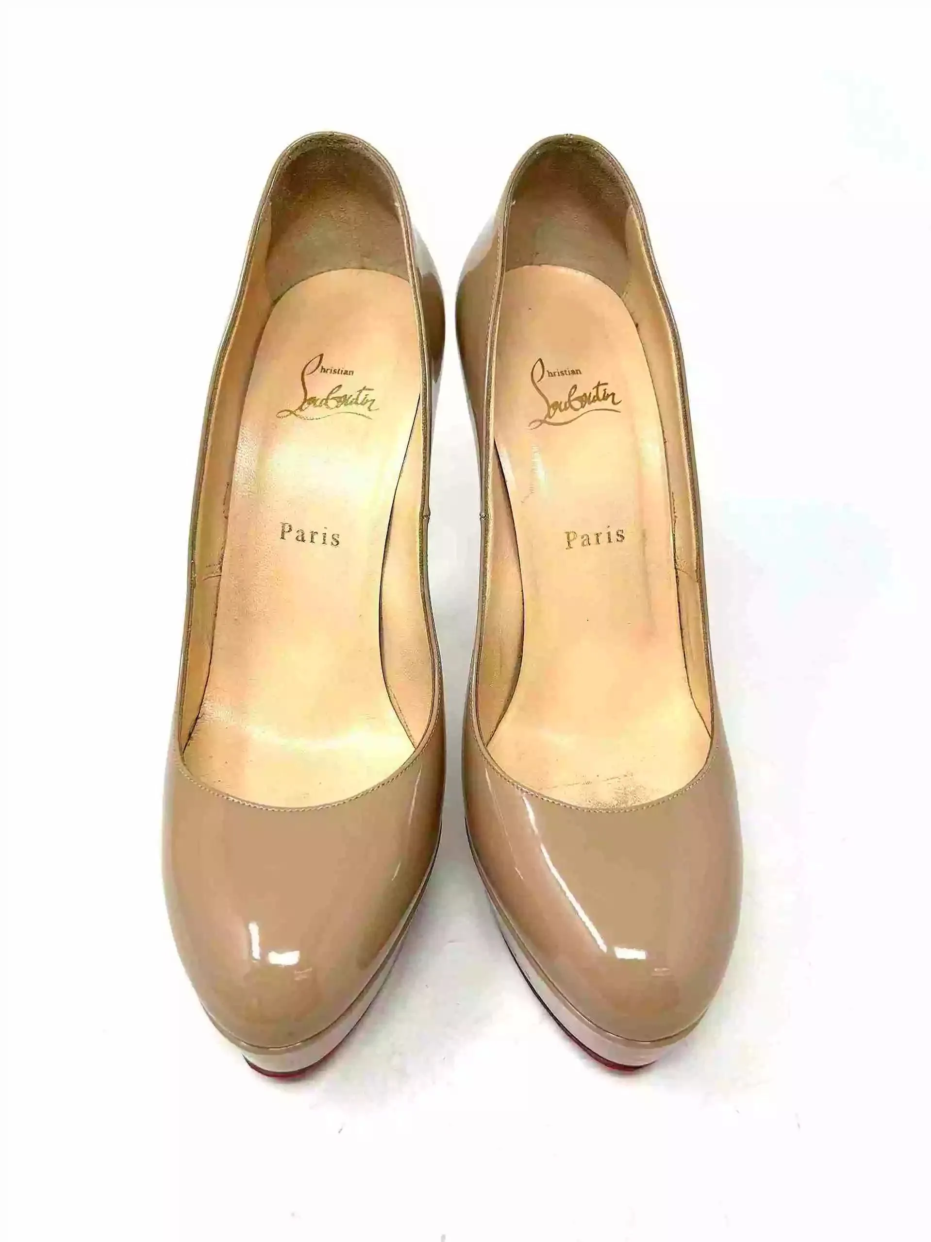 Christian Louboutin Bianca 140 Nude Patent Leather Platform Heels 41 UK 8