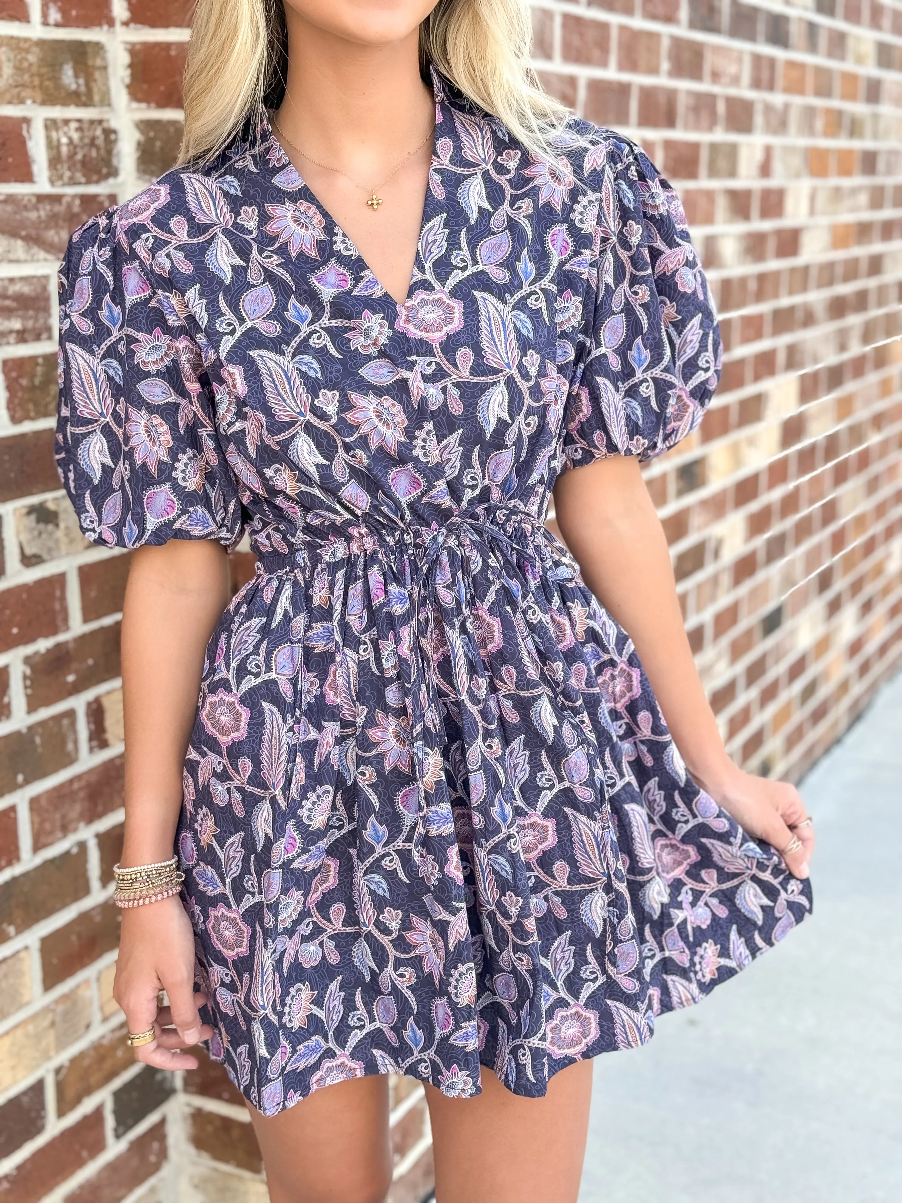 Daphne Dress (Navy Cactus Flower)