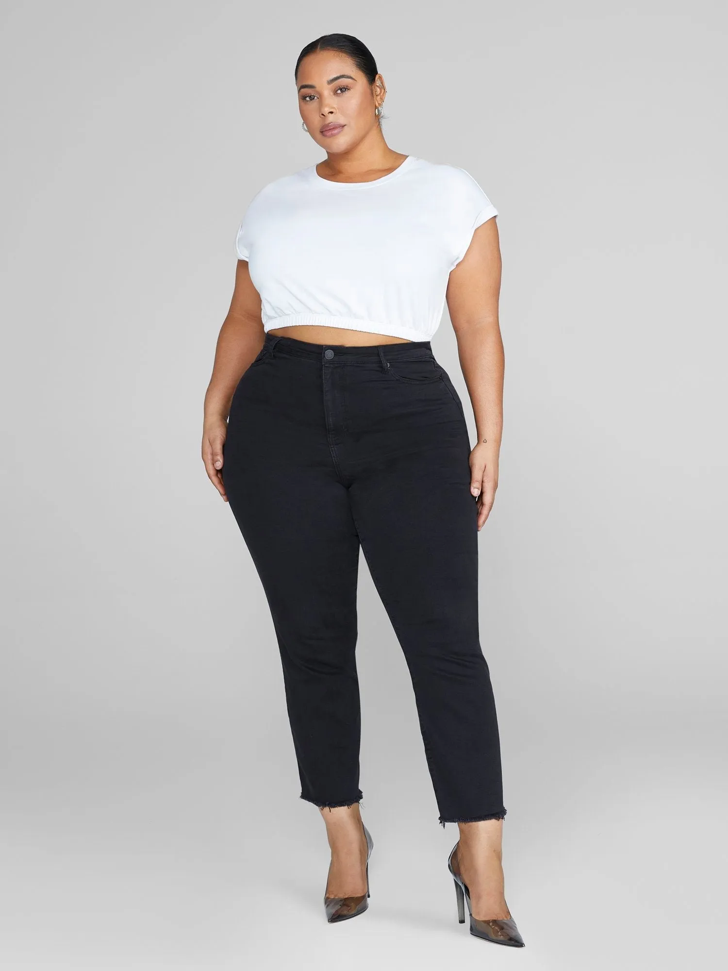 Fashion To Figure - High Rise Raw Hem Skinny Jeans - Tall Inseam