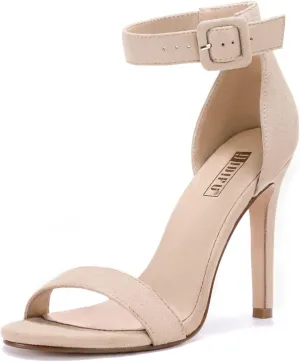 IDIFU Women's High Heels for Women Dressy Stiletto Heels Open Toe Heels Ankle Strap Heeled Sandals for Women on Wedding Party Homecoming