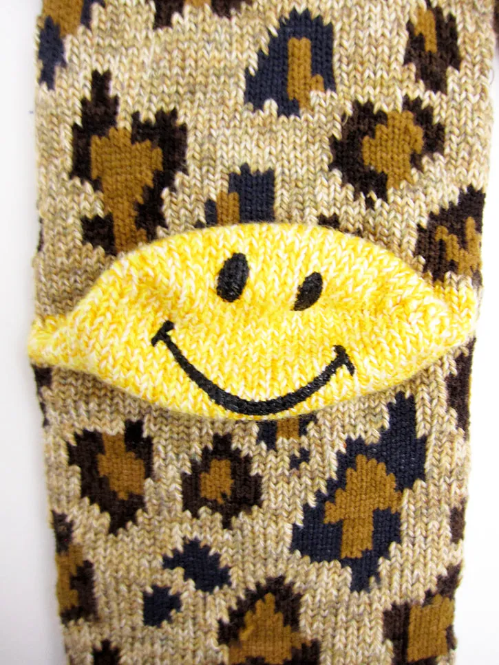 Kapital Yarns Smiley Socks, Brown Leopard