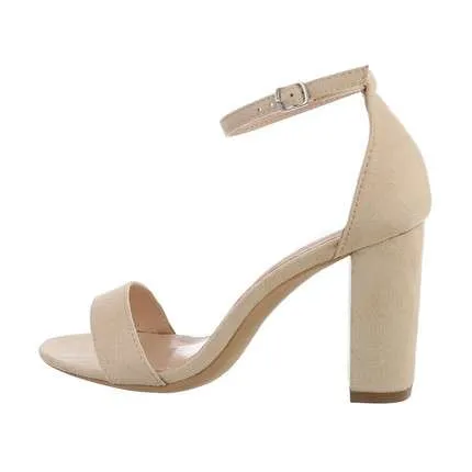 Mabel Nude Ankle Strap Block High Heels