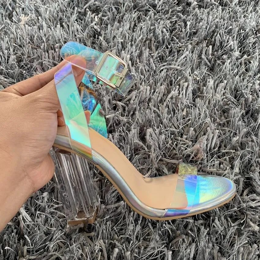 PVC Clear Transparent Strappy High Heels Shoes