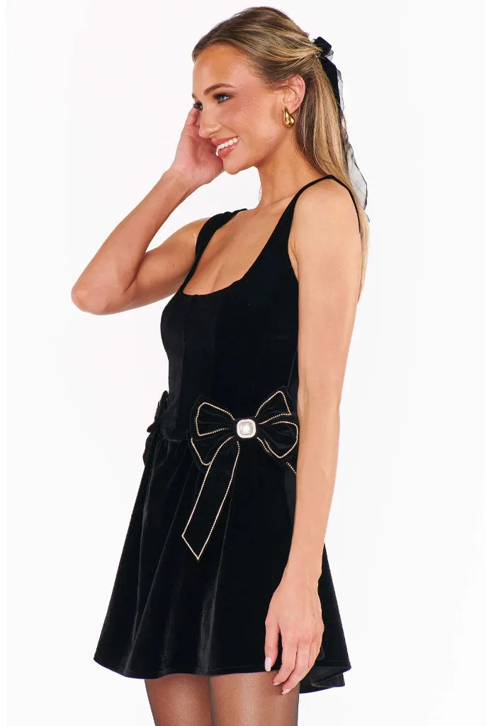 Ricci Skort Dress-Black Velvet
