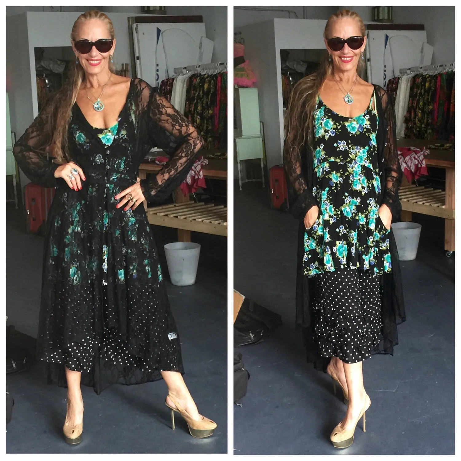 Rita Black Lace Duster