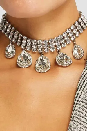 Sparkling Rhinestones Drop Shaped Crystal Choker