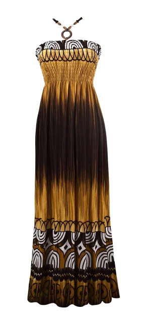 Womens Summer Boho Tie Dye Halter Vacation Cruise Beach Maxi Dress
